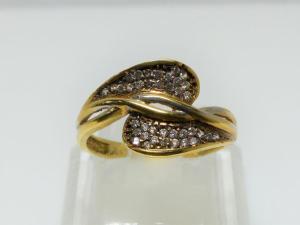 Sortija Oro Amarillo 18K Y Circonitas. Talla 15. Peso 3g