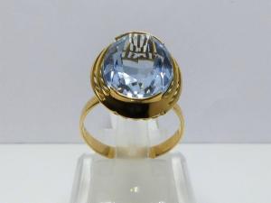 Sortija Oro 18K Con Piedra Agua Marina Sintética. Talla 17, Peso 4,90g.