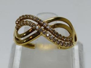 Sortija Oro 18K y Circonita. Talla 14, Peso 1,09g